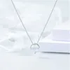 Pendants Round Lady Necklace 925 Silver Water Shape Zircon Inplaid Women Pendant Neckless Jewelry Jewellery Lover Friend Gift