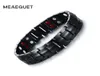 Meaeguet 15mm aimant santé puissance Bracelet pour hommes noir Ion négatif infrarouge lointain titane thérapie magnétique Bracelets bijoux 5815123