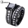 Wedding Rings Bamos Romantic Black White Zircon Ring Sets For Couple Gold Filled Party Engagement Love Anillos RB01501958118