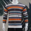 Maglioni da uomo Primavera e Autunno Felpa girocollo allentata Waffle Stampa digitale Striscia colorata Ventilare Top a maniche lunghe casual