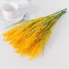 Flores decorativas grinaldas 5 garfos simulação orelhas de trigo dourado arroz planta artificial arranjo flor sala estar jantar quarto we223e