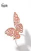 Ring ihålig Micro Inlaid Zircon Rose Gold Butterfly Women039S modeöverdrivning Färgretention Elektroplätering Justerabl4318427