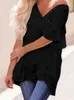 Kvinnor Bluses European and American Style V Neck Short Sleeve Chiffon Pullovers 2023 Summer Half pärlstav personlighetstopp