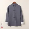 Mäns casual skjortor yourqipao sommar 2023 bomullslinne skjorta kinesisk traditionell tang kostym långärmad topps zen jushi kläder
