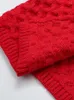 Cárdigan trenzado de Navidad rojo para mujer, suéter de manga larga para mujer, cárdigans femeninos gruesos y holgados, prendas de punto informales para otoño e invierno