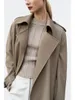 Women's Trench Coats 2023 Autumn Ladies Wool Long Blend Coat With Belt Women Turn-Down Collar Long-Sleeve Loose Mid-Length Windbreaker