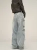 Männer Jeans Schwerindustrie Abfall Boden Stil Multi-Pocket Nische Overalls Mode Marke Lose Gerade Hosen Paar der Casual