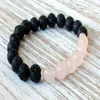 Rosa quartzo lava yoga pulseira cura cristais pulso mala contas chakra jóias pedra natural das mulheres yoga bracelet239w