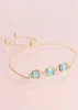 Hutang blu topaz CZ 925 Sterling Silver Link Braccialetti giallo in oro in oro gemma bracciale regolabile per le donne5414243