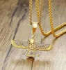 Naszyjniki wisiorek Zoroastrian Fashion Wing Cubic Zirconia Naszyjnik Złota Kolor Stal tytanowy dla mężczyzn Vintage Punk Hiphop Jewelry G4710658