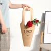 5PCS Fiore portatile Tote Bag Vintage Kraft Paper Packaging Gift Wrap Sack278Z impermeabile