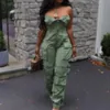 Women's Jumpsuits Rompers Multi Pockets Cargo Jumpsuits Women Sexy Buttons Strapless Backless Casual Streetwear Overalls Straight Pants Fashion RompersL231212