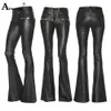 Pantaloni da donna Moda PU Pelle Vita alta Femminile Skinny Flare Ragazze MultiZippers Pantaloni Sexy Boot Cut Pantaloni finti 2312012