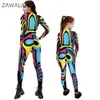 가족 일치 의상 Zawaland 3D 인쇄 된 Purim Cosplay Costume Parentchild Longsleeve Sexy Bodysuit Zentai Muscle Suit 231212