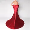 Dark Red Prom Pageant Dress Long 2024 Big Bow Strapless Sweep Train Satin Mermaid Formal Evening Party Gowns Robe De Soiree