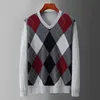 Męskie swetry Argyle Plaid Pull SWEAT MĘŻCZYZNA CZYNNA Odzież Moda Świąteczne dzianiny Pullover Męs