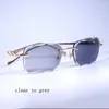 Sunglasses Pochromi Diamond Cut Rimless Vintage Leopard Gafas Retro Shades Men Goggles Clear Glasses Metal Eyewear With Case