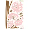 Romantische roze bloemen muursticker mooie vlinder interieur voor woonkamer kunst pvc vinyl muurstickers Chinese stijl behang