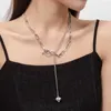 Collane con ciondolo Collana multistrato di moda Fascino gotico Clavicola Girocollo Nappa lunga Cuore per le donne Maglione da festa Catena Gioielli punk