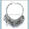 Цепочки, ожерелья, подвески, ювелирные изделия, ручная работа, вязанный крючком кристалл, ожерелье с падающими линиями, модная женщина, подарок, падение, гастроном Dhqvo9423448