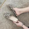 Slippers Flat Shoes Female Cover Toe Women Summer Pantofle Luxury Slides 2023 Leopard Designer Fabric Rubber Basic PU Rome Leopa