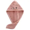 Towel Drying Bath Hat Cartoon Pattern Fixation Button Design Quick-drying Dry Hair Household Accessories