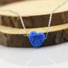Ciondoli Collana cuore opale da 10 mm Catena in argento sterling 925 Moda fuoco sintetico Op05 Collane blu scuro