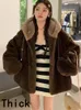 Frauen Pelz Plüsch Jacke Frauen Winter Warm Faux Mantel Weibliche Koreanische Mode Mit Kapuze Oberbekleidung Damen Übergroßen Dicken Flauschigen Teddy jacken