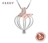 Cluci 3pcs Silver 925 Rose Gold wiselant Mukeet Kobiet biżuteria 925 Srebrny srebrny cyrkon motyl Pearl Cage wisiorek SC364SB 021322079456