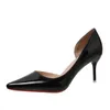 Sapatos de vestido 2024 primavera mulheres saltos altos bombas lado vazio sexy único 10cm commuter patente couro rede vermelho