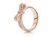 18K Rose Gold Classic Bow Ring with Original Box for P Real Sterling Silver Fashion Wedding Jewelry For Women CZ Diamond Girlfriend Gift Rings Set1789149
