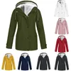 Women's Trench Coats Korean Fashion Zip Windbreaker Women Solid H Thickening Jacket Outdoor Hooded Raincoat Windproof Warm Tunic Coat