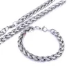 24'' 8 5'' Pure 316L Stainless Steel Silver HUGE 6mm wide wheat Rope chain link Chain Necklace & Bracelet Mens251W