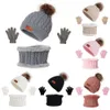 Chapeau pour enfants, écharpe, gants, ensemble trois pièces, automne et hiver, nouveau chapeau à boule unique pour bébé