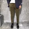 Mäns kostymer 2023 Spring Autumn Business Casual Pants Man Straight Corduroy Suit byxor Män Slim Pass Formal Work H367