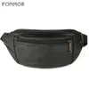 Sacs de taille Fonmor Femmes Antivol Sac Fanny Pack Véritable Ceinture En Cuir Bourse Petite Clé De Téléphone Noir Hommes Packs Unisex3231