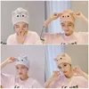 Towel Drying Bath Hat Cartoon Pattern Fixation Button Design Quick-drying Dry Hair Household Accessories