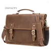 Aktentaschen 13,3 Zoll Vintage handgefertigte Leder Reise Messenger Büro Umhängetasche Laptop Aktentasche Computer College Satchel für Männer