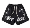 Hell Star shorts Hommes Shorts D'été Hellstar Classique Flamme Lettre Imprimer Hommes Femmes Pantalons Courts Streetwear Terry Tissu Trous Occasionnels