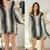 Maglioni femminili maglione sovradimensionato con cappuccio da donna Donne spesse calde mohair autunno inverno grigio nero ridotto pigro oaf pullover