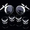 Ny manschettknappar Collar Studs Cuff Links Tuxedo 6st Set Lawyer Cuffs French Black Scumble Gemelos 497215R