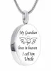 Cremation Memorial Wing Jewelry My Guardian Angel Cremation Urn Ashes Memorial Edelstahl runder Anhänger Halskette7480538