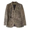 Mäns kostymer högkvalitativt mode allt-i-ett bankett casual leopard tryckdräkt jacka smal tvåkornig enkelrad blazrar