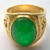 Bijoux 18K GP vert jade bague pour hommes 8 9 10 11 12224H