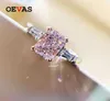 Oevas 100 925 Sterling Silver 2 Karat Pink High Carbon Diamond Rings for Women Sparkling Wedding Party Bridal Fine Jewelry 210622543624