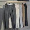 Men's Suits 2023 Summer Autumn Casual Suit Pant Slim Fit Work Elastic Waist Thin Pants Jogging Solid Color Straight Trousers Male M53