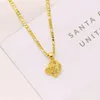 Pendentif coeur rose en or jaune massif 14 carats GF, chaîne à maillons Figaro italien, collier 24 3 mm pour femmes2431