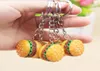 30pcslot simulation hamburger chaîne clés de la chaîne de clés créative sac charme accessoires accessoires à la main de la voiture de nourriture faite à la main
