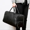 Torby duffelowe duże pojemność czarne mężczyźni torba podróżna Weekendowa torba na jaskółkę Pu skórzana torebka nosić bagaż