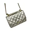 Women Crossbody Mini Flap Shoulder Bag Leather Diamond Lattice Quilted Luxury Handbag Shopping Coin Purse Trend Gold Silver Chain Evening Clutch Suitcase 19CM